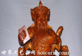 关公捋须研书(黄花梨木雕