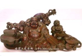 弥乐童子如意(黄木木雕组图) 39x18x13 CM