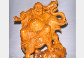 弥乐佛骑象(黄花梨木木雕组图) 28x18x13 CM
